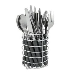 Bo-Camp Bestekset In Mandje Donkergrijs